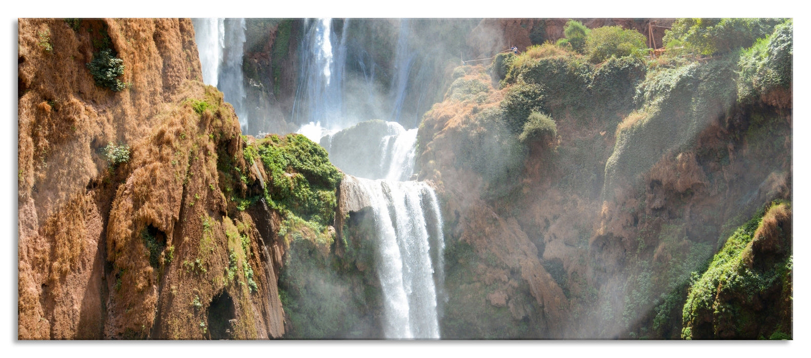 Pixxprint wunderschöner Wasserfall, Glasbild Panorama