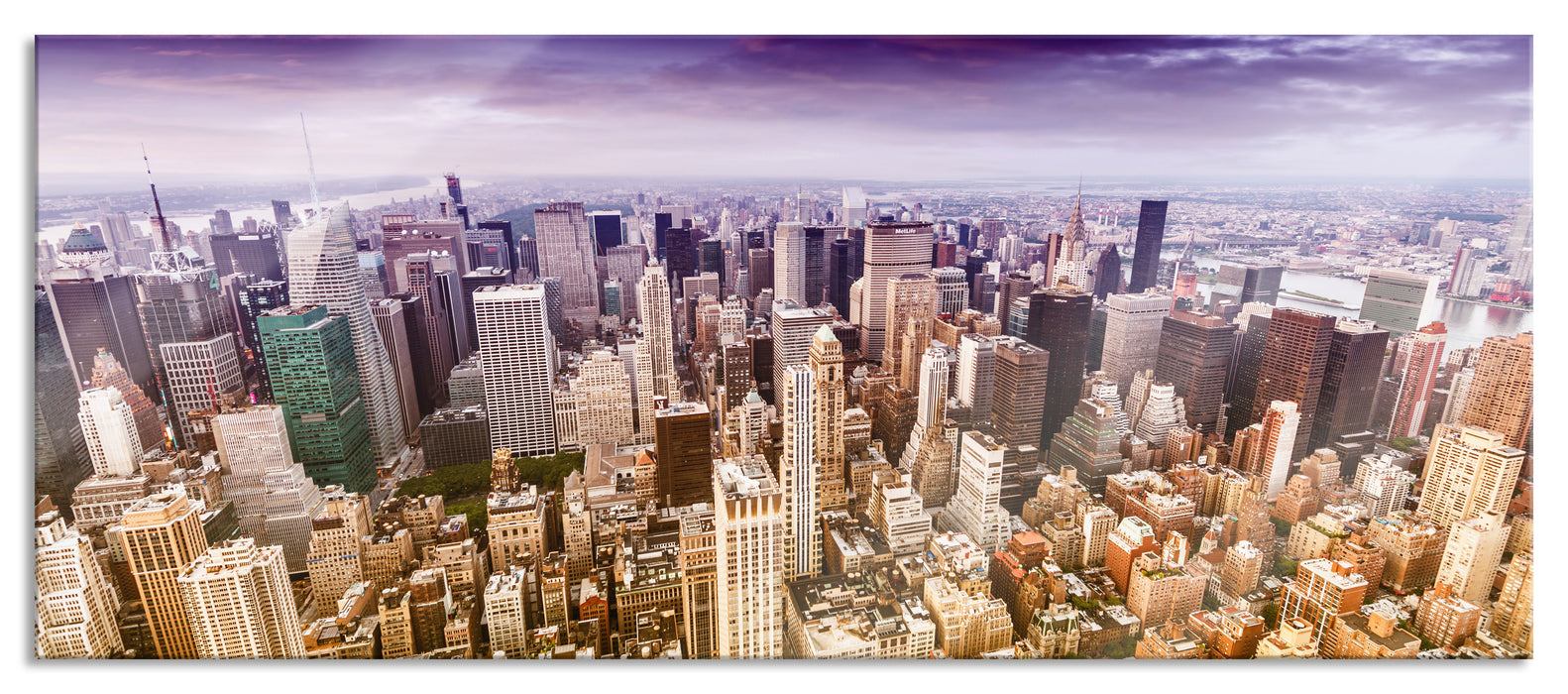 Pixxprint Skyline New York, Glasbild Panorama