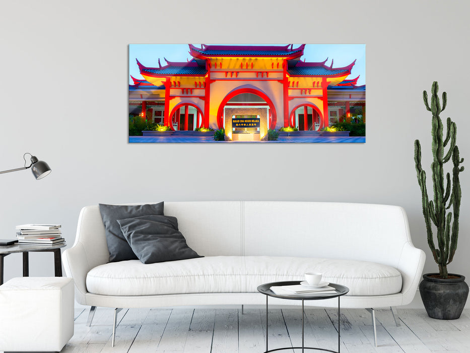 chinesischer Tempel, Glasbild Panorama
