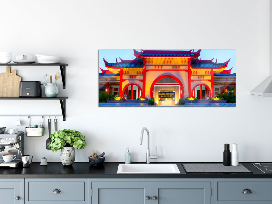 chinesischer Tempel, Glasbild Panorama