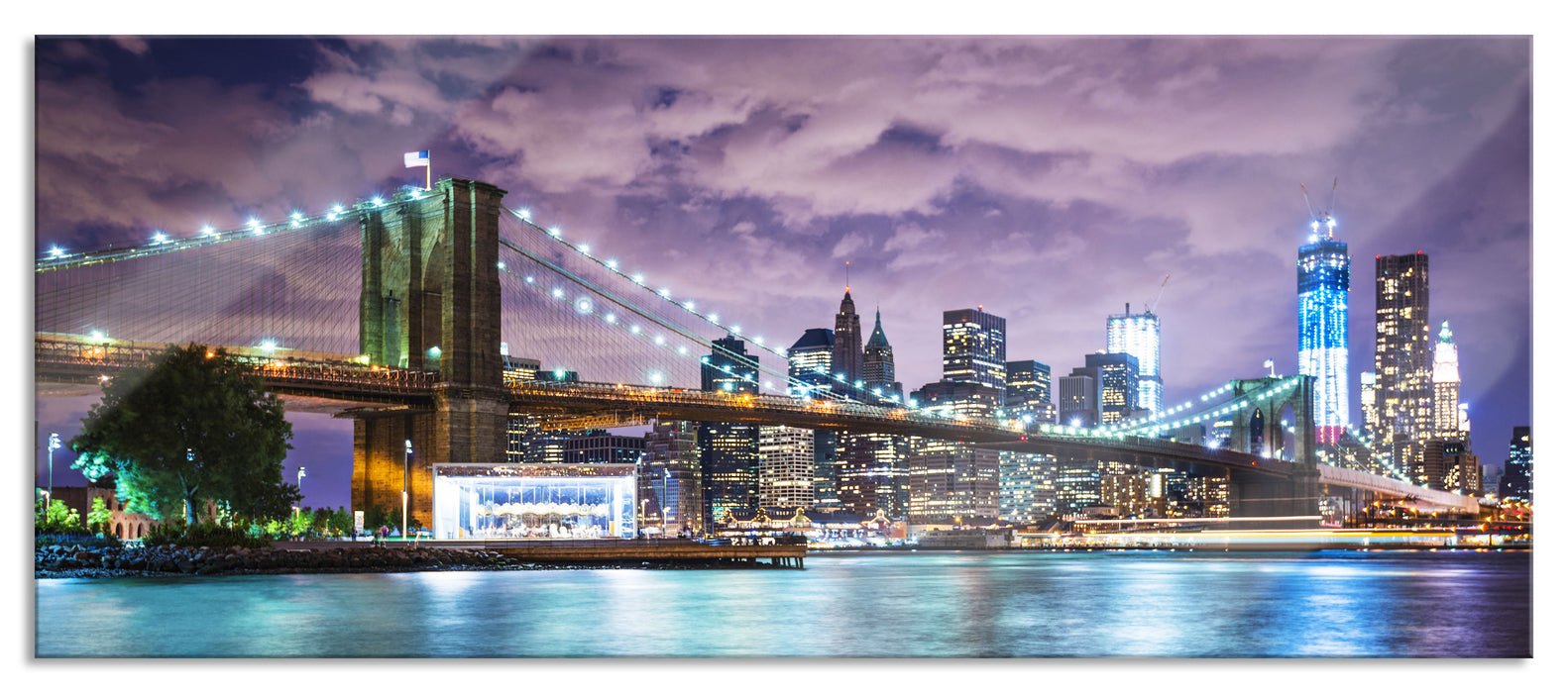 Pixxprint Skyline New York, Glasbild Panorama
