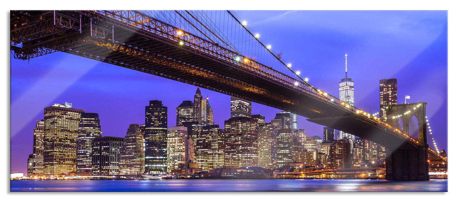 Pixxprint New York Brooklyn Bridge, Glasbild Panorama