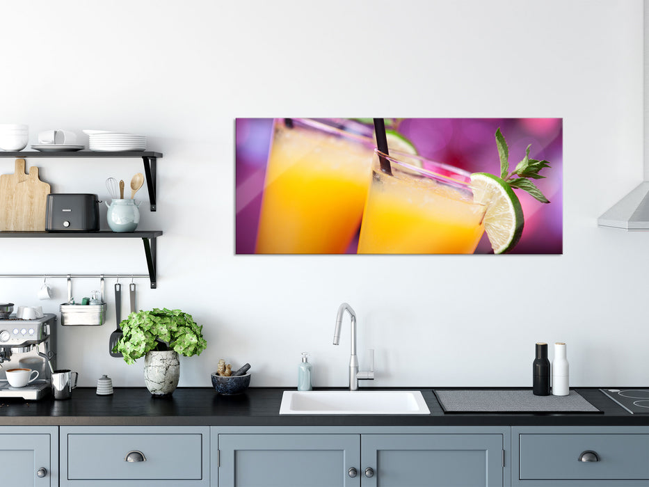 frischer Sommercocktail, Glasbild Panorama