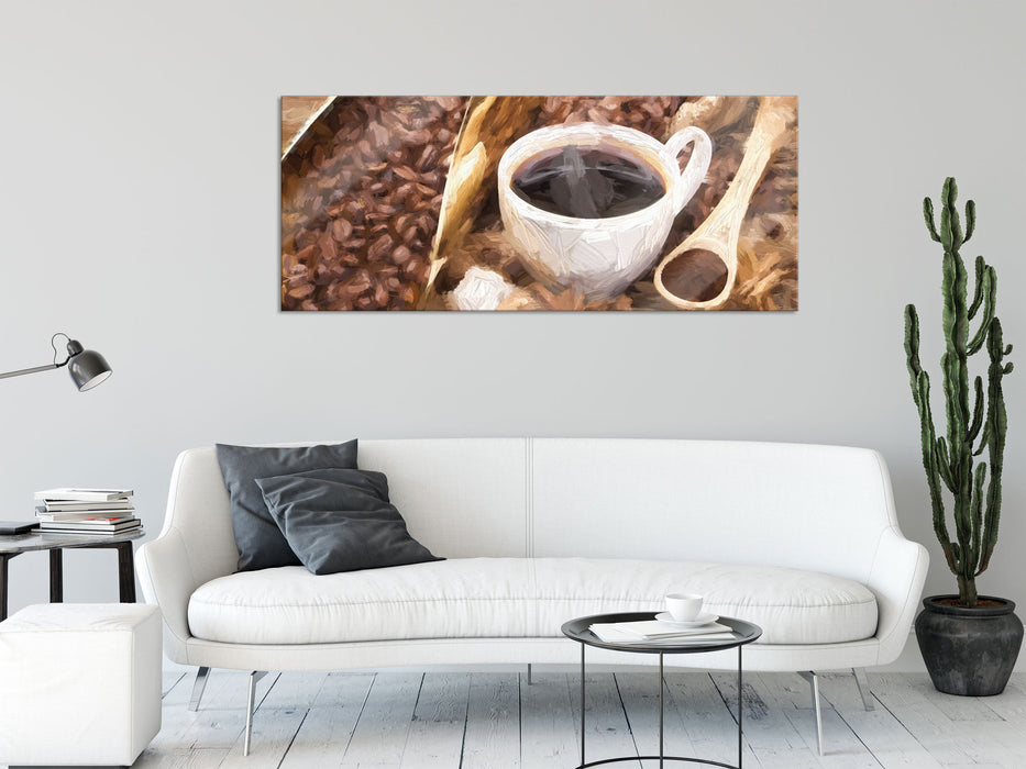 Kaffeebohnen, Glasbild Panorama