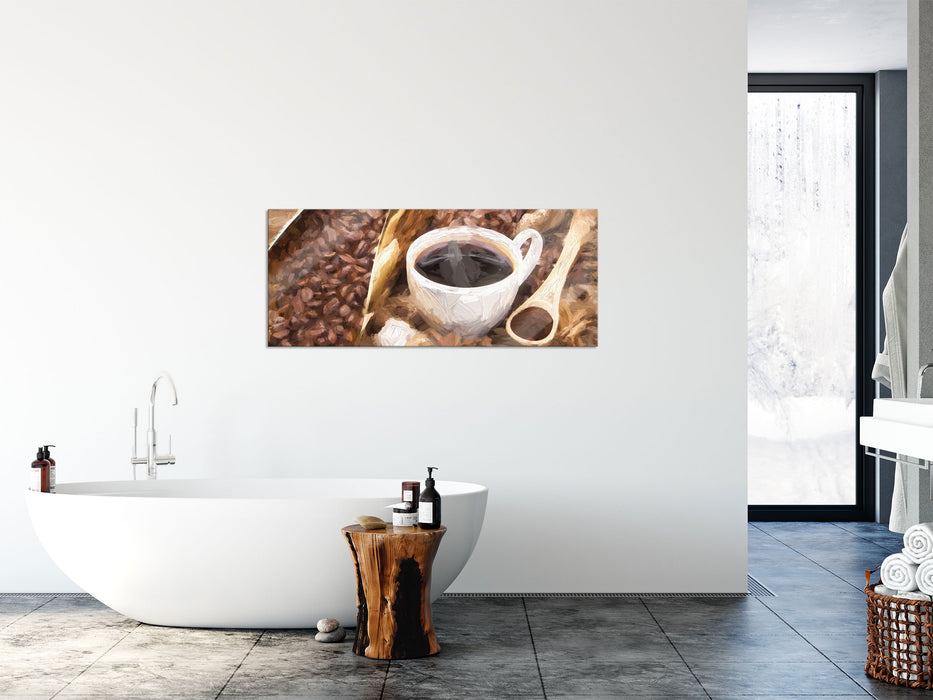 Kaffeebohnen, Glasbild Panorama