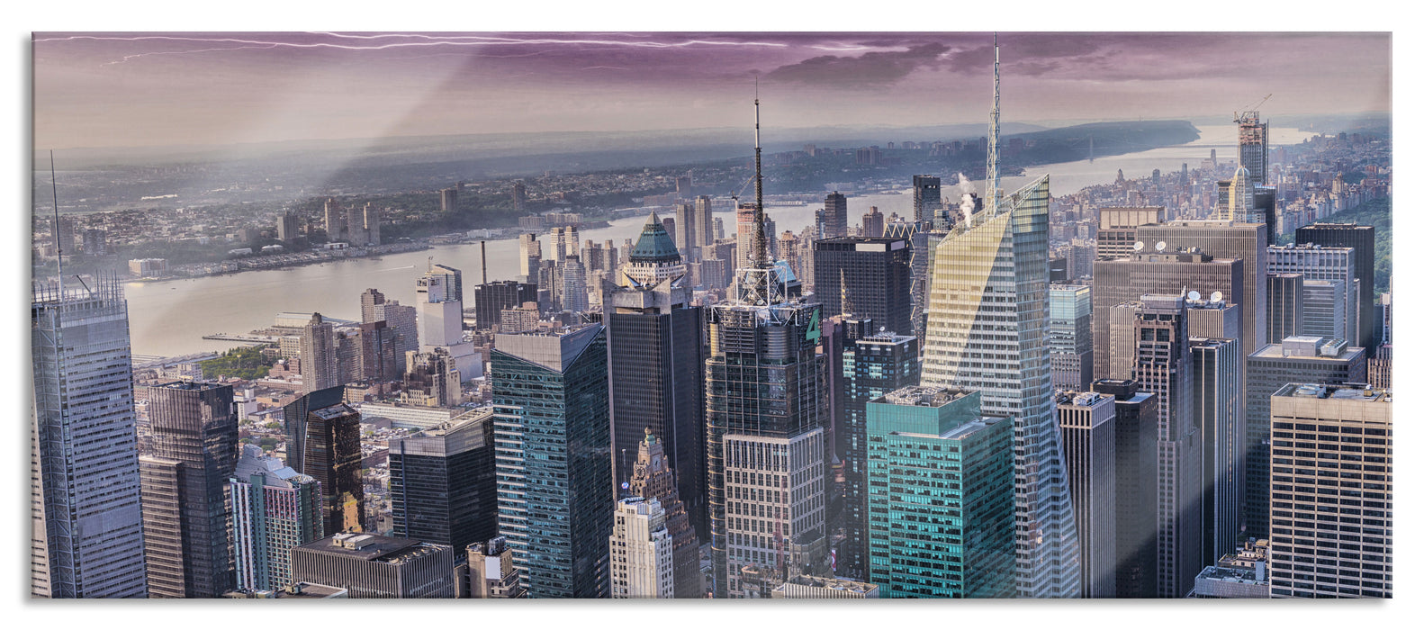 Pixxprint Skyline New York, Glasbild Panorama