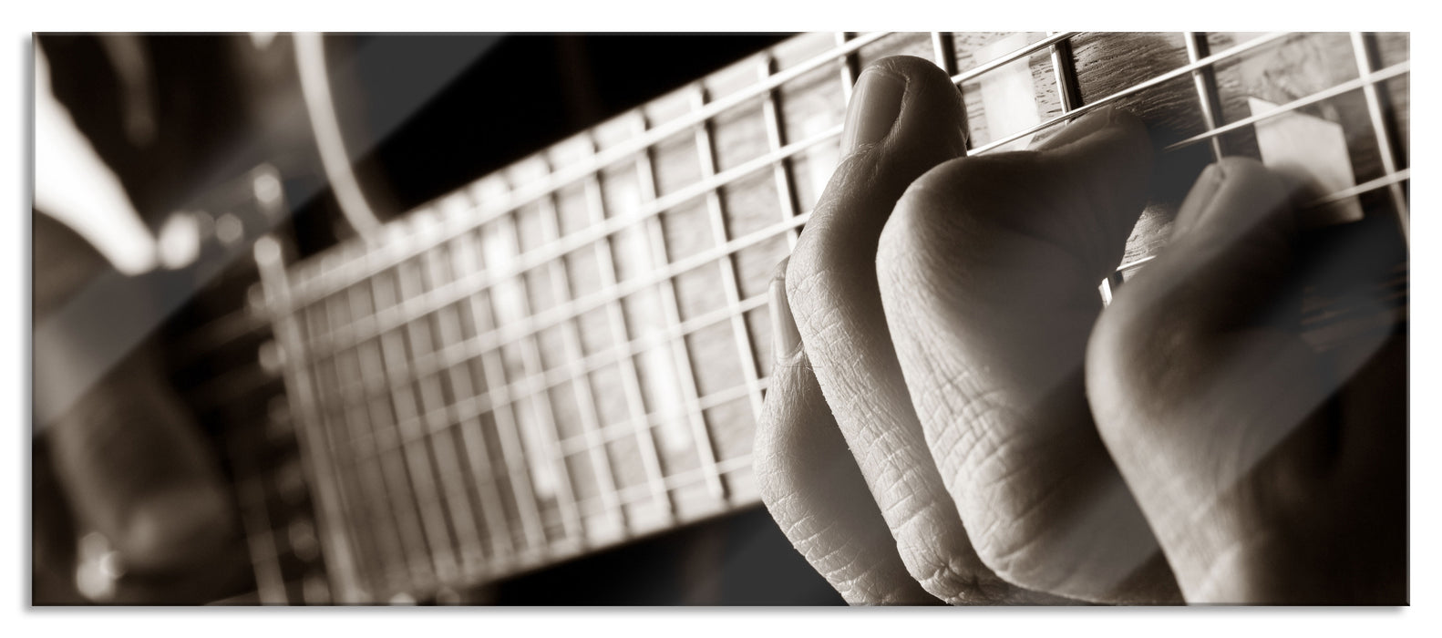 Pixxprint Gitarre spielen, Glasbild Panorama