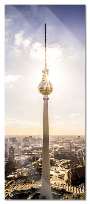 Pixxprint Großstadt Fernsehturm Berlin City, Glasbild Panorama