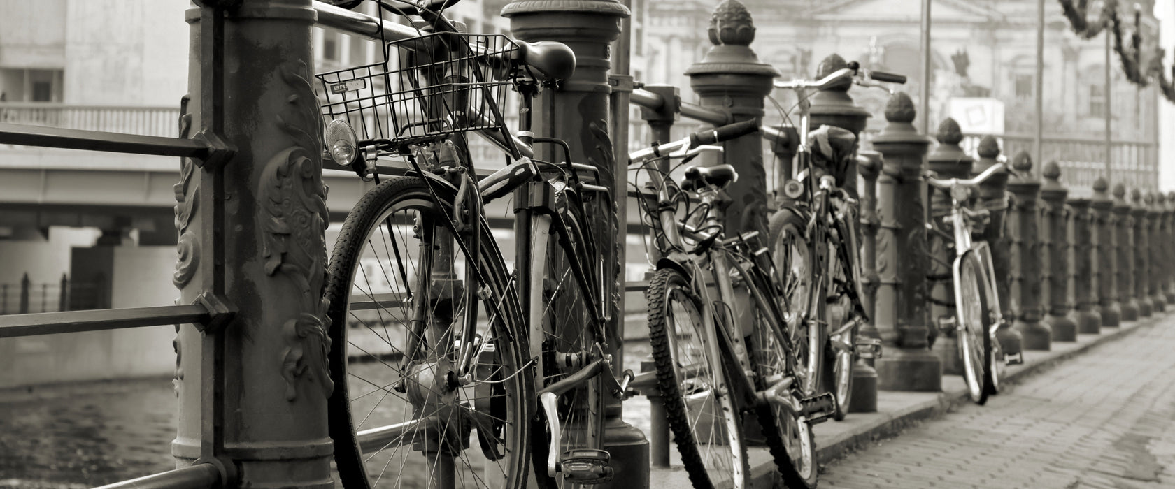 Fahrrad in Amsterdam, Glasbild Panorama