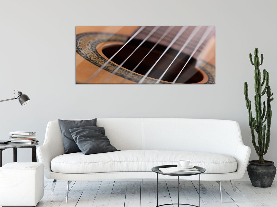 Gitarrensaiten Musik, Glasbild Panorama