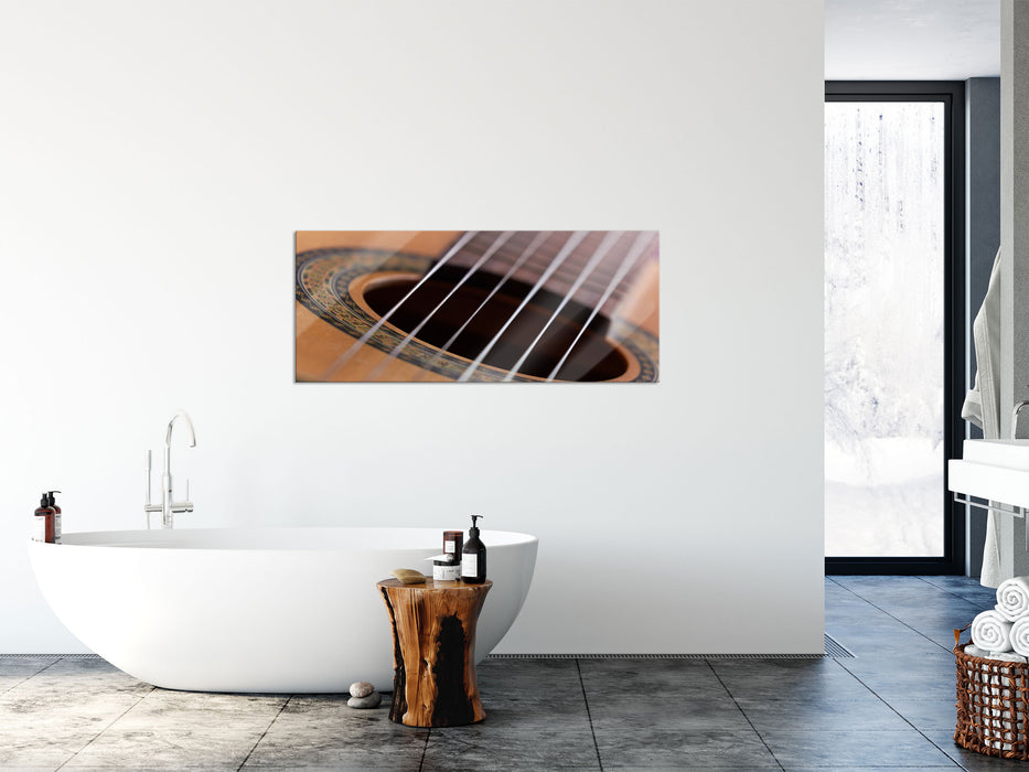 Gitarrensaiten Musik, Glasbild Panorama