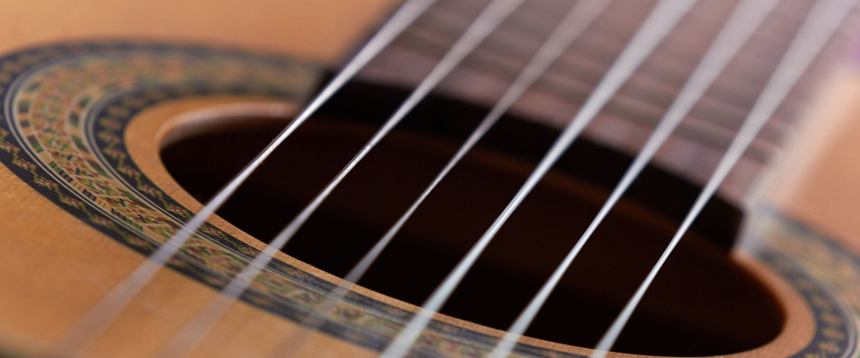 Gitarrensaiten Musik, Glasbild Panorama