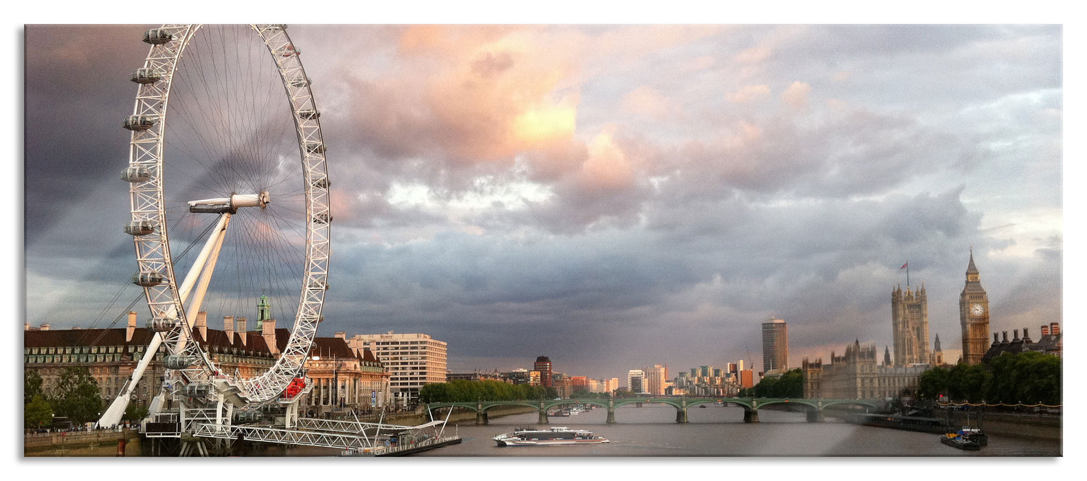 Pixxprint Riesenrad London Eye, Glasbild Panorama