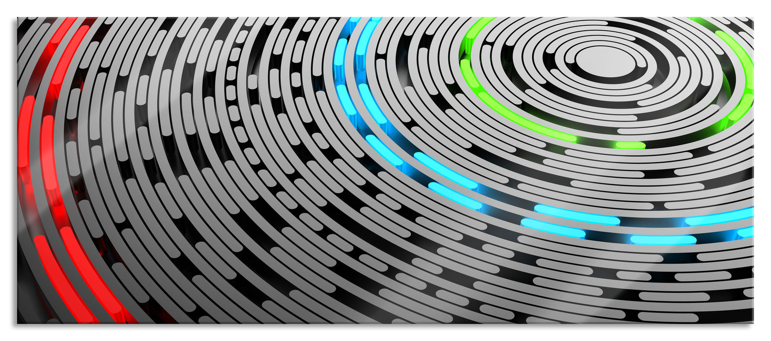 Pixxprint Abstrakte Schallplatte Love Music, Glasbild Panorama