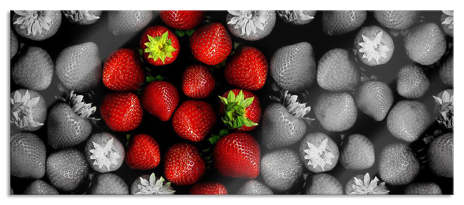 Pixxprint Erdbeeren, Glasbild Panorama