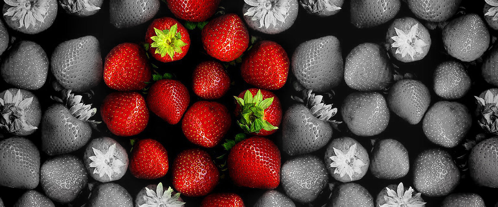 Erdbeeren, Glasbild Panorama