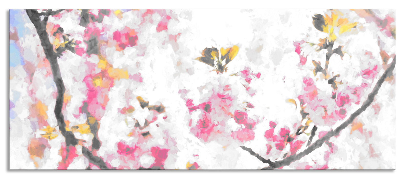 Pixxprint Kirschblüten, Glasbild Panorama