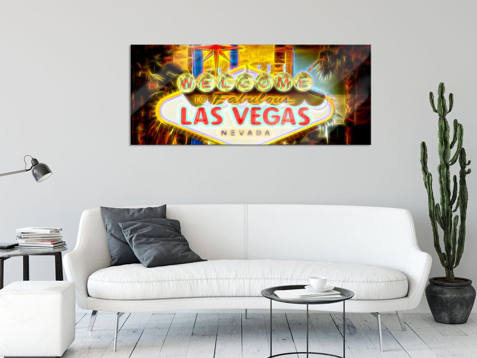 Ortseingangsschild Las Vegas, Glasbild Panorama