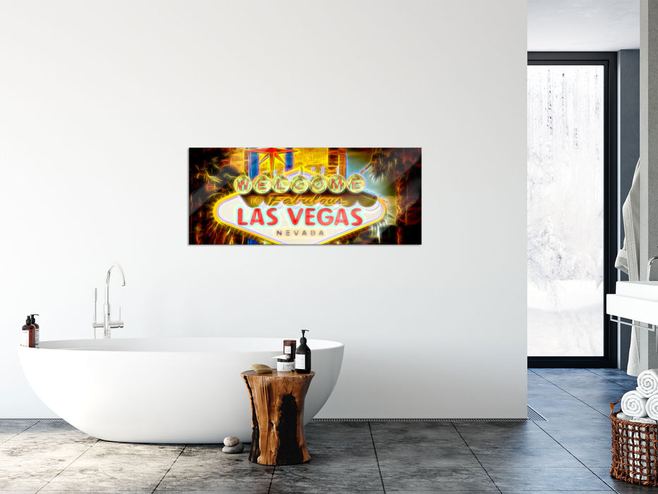 Ortseingangsschild Las Vegas, Glasbild Panorama