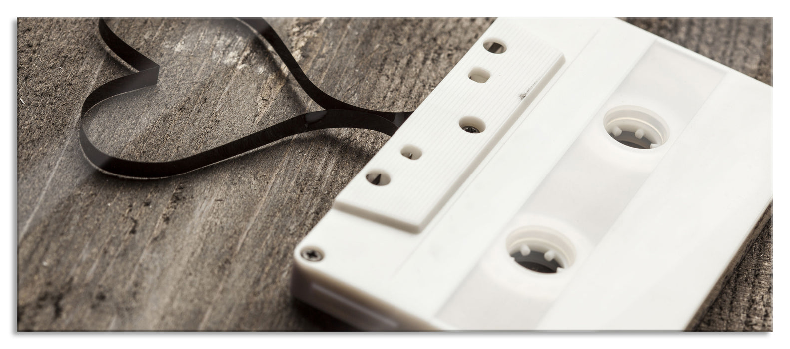 Pixxprint Retro Kasetten, Glasbild Panorama