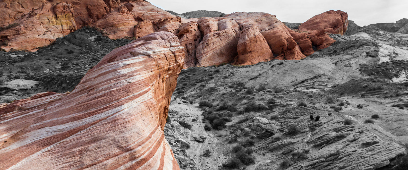 Karge Wüste in Nevada, Glasbild Panorama