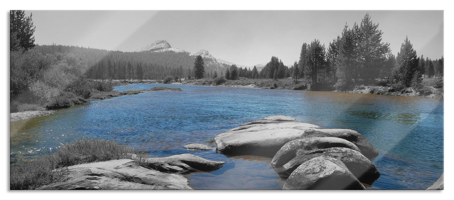 Pixxprint Tuolumne River Yosemite, Glasbild Panorama