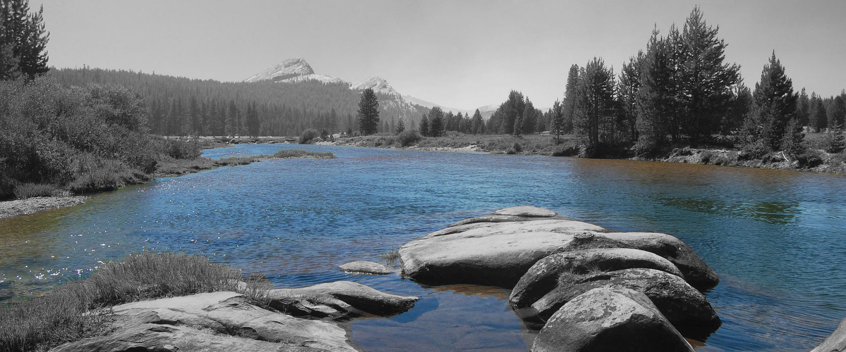 Tuolumne River Yosemite, Glasbild Panorama