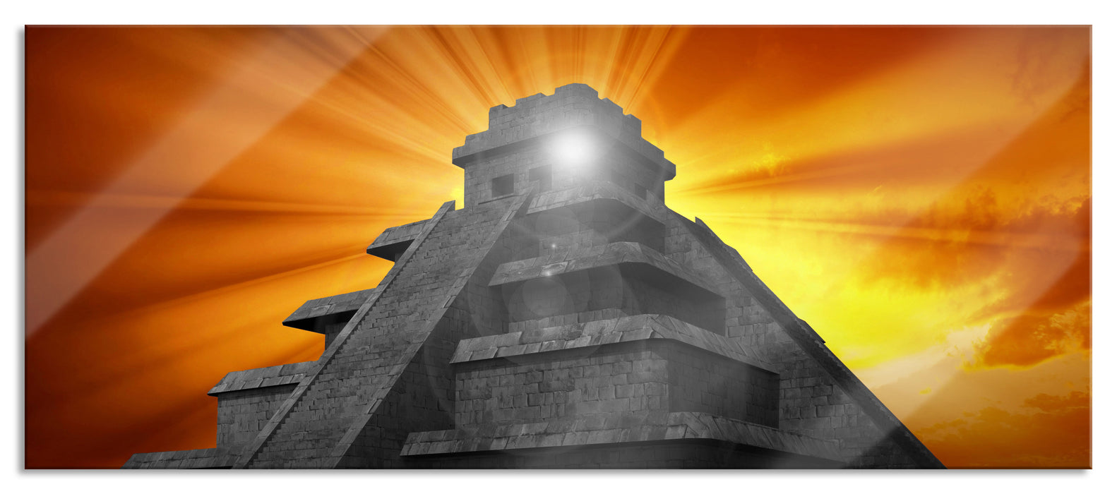 Maya Pyramide Tempelanlage, Glasbild Panorama