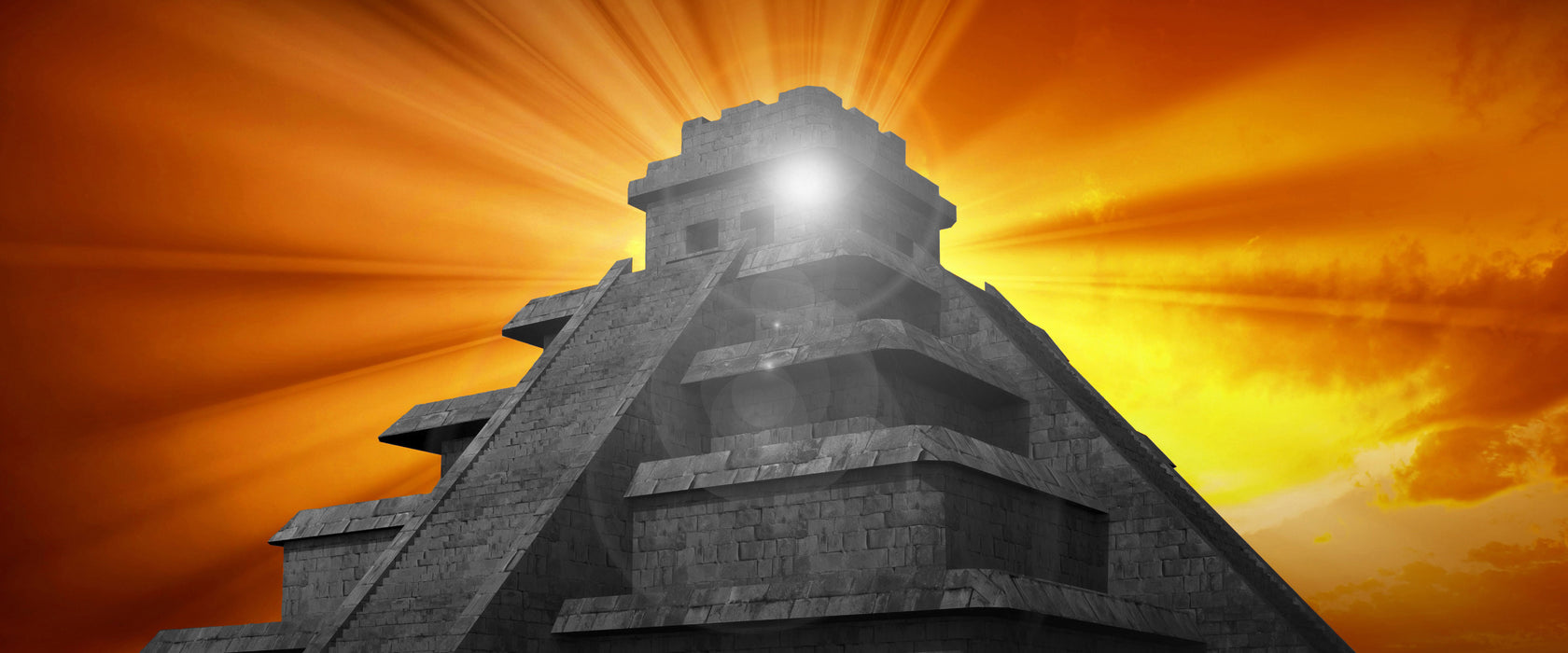 Maya Pyramide Tempelanlage, Glasbild Panorama