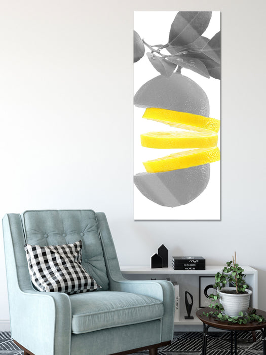 Frische aufgeschnittene Zitrone, Glasbild Panorama
