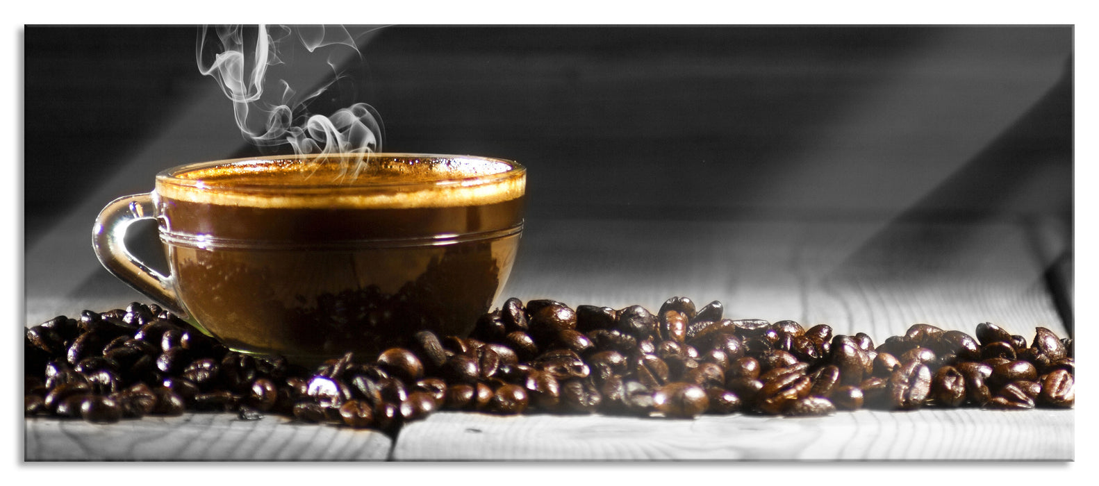 Pixxprint Duftender Arabischer Kaffe, Glasbild Panorama