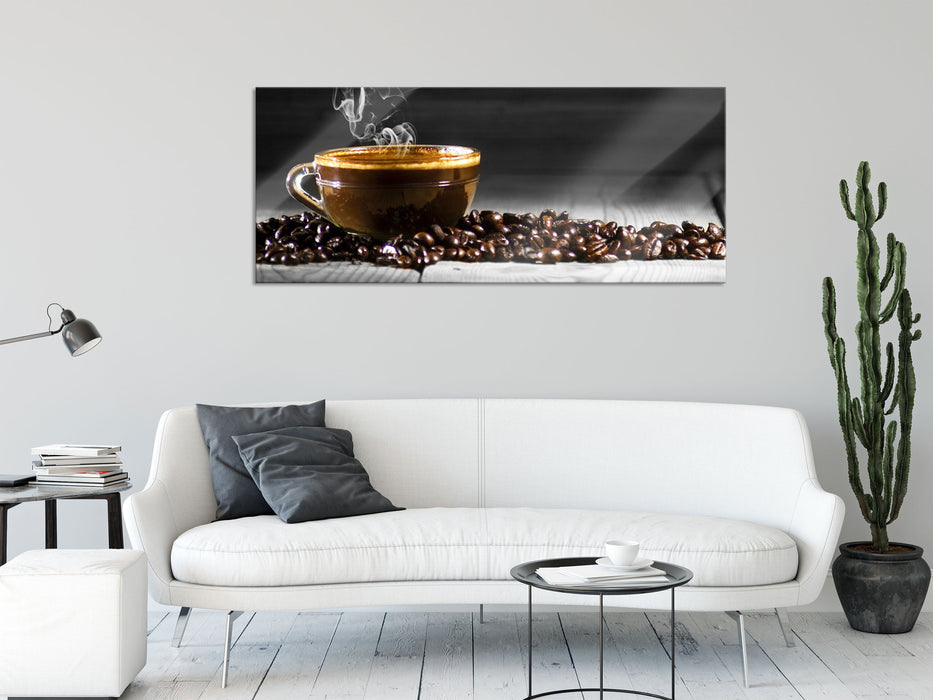 Duftender Arabischer Kaffe, Glasbild Panorama