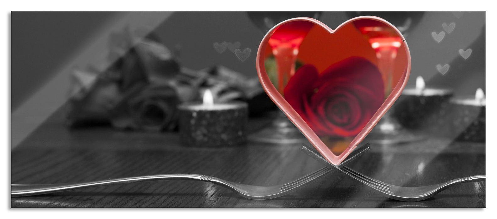 Pixxprint Valentinstags Dinner, Glasbild Panorama