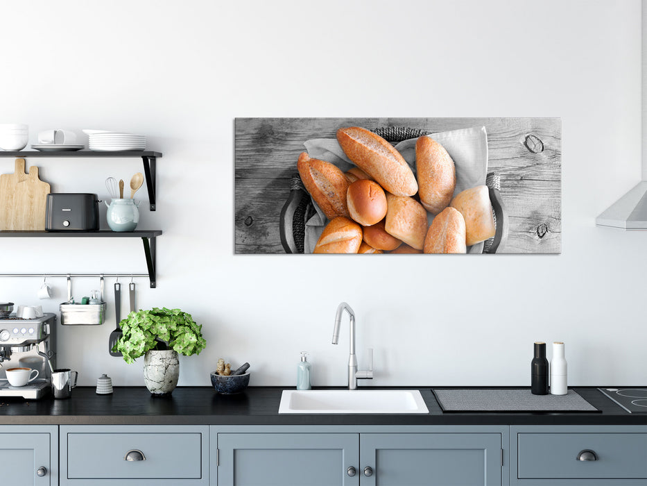 Leckere Knusprige Brötchen, Glasbild Panorama— Pixxprint.de Leckere Knusprige Brötchen, Glasbild Panorama— Pixxprint.de