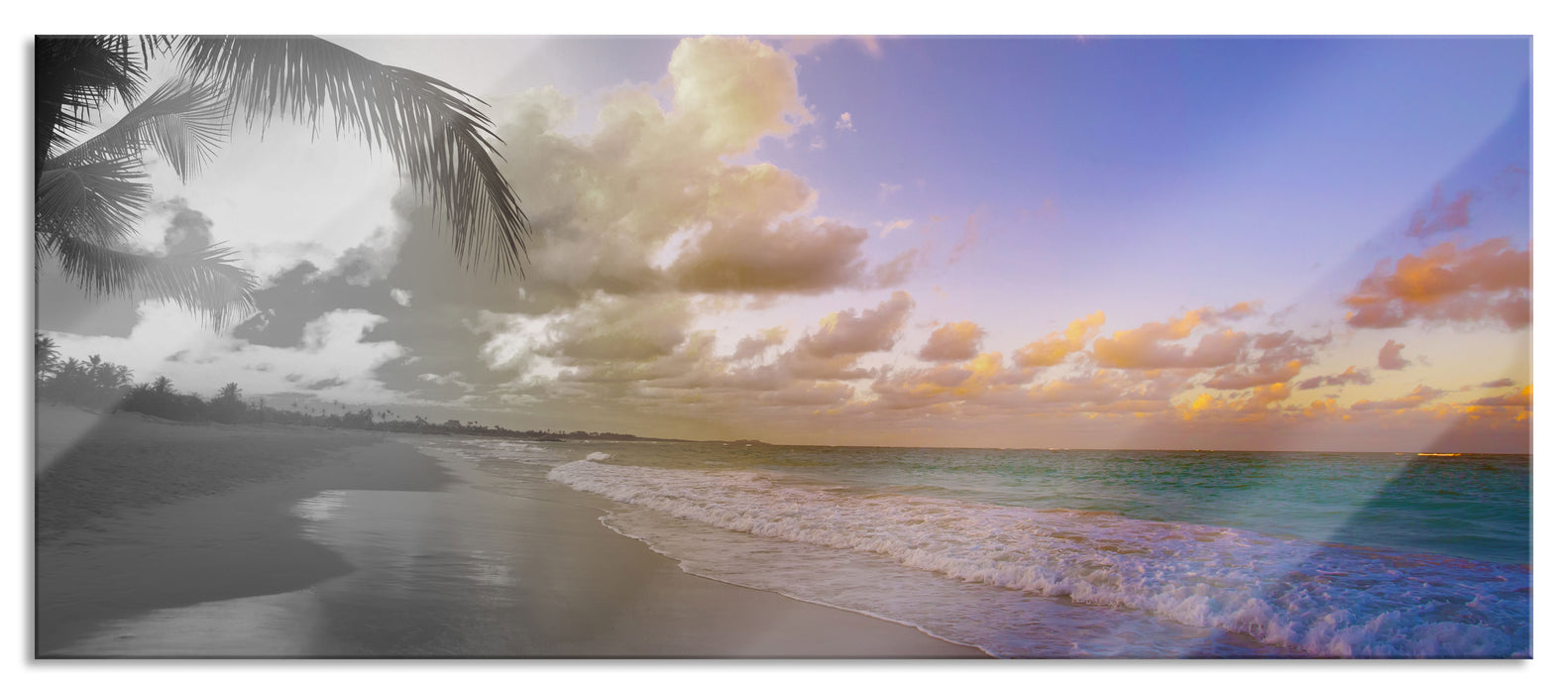 Pixxprint Spaziergang am Strand, Glasbild Panorama