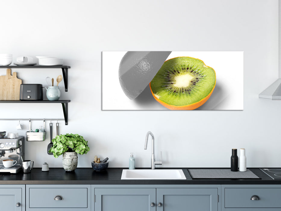 Orangen Kiwi Fruit Früchte Obst, Glasbild Panorama