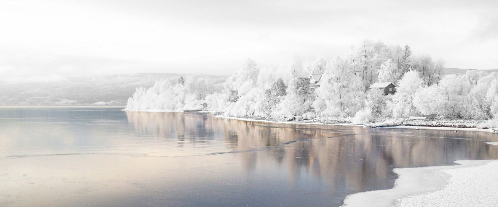 Winterlandschaft Wald Schnee, Glasbild Panorama