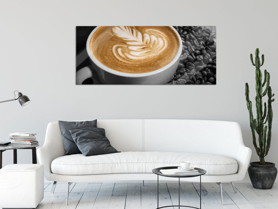Dekor auf Kaffee, Glasbild Panorama