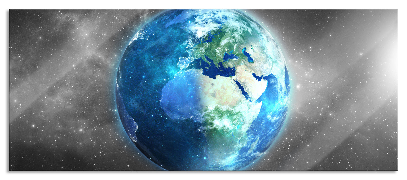 Unsere Erde im Weltall, Glasbild Panorama