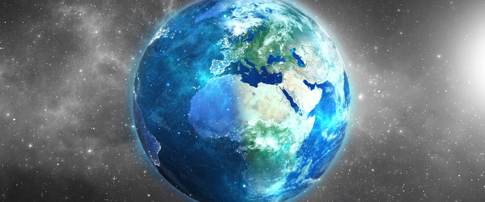 Unsere Erde im Weltall, Glasbild Panorama