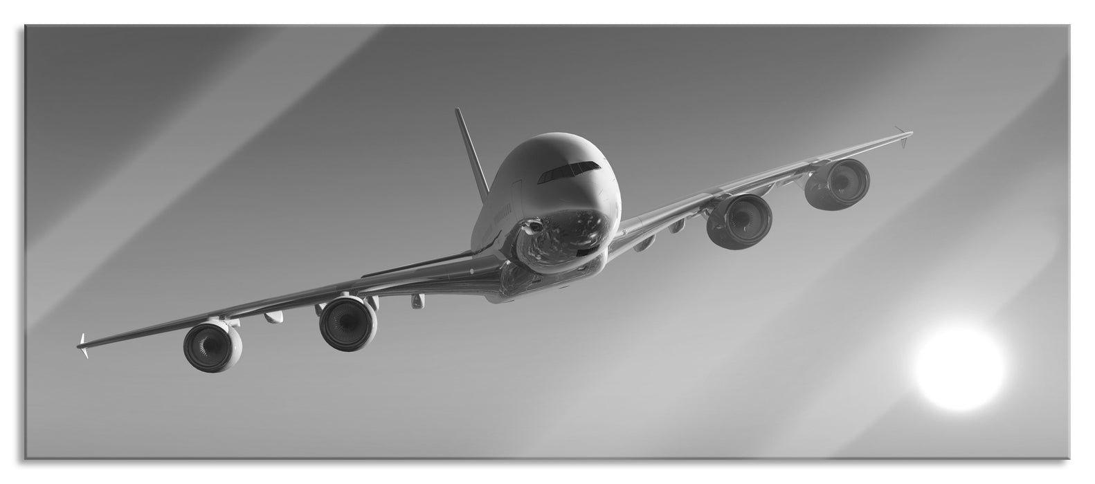 Pixxprint Flugzeug über Wolkenmeer, Glasbild Panorama