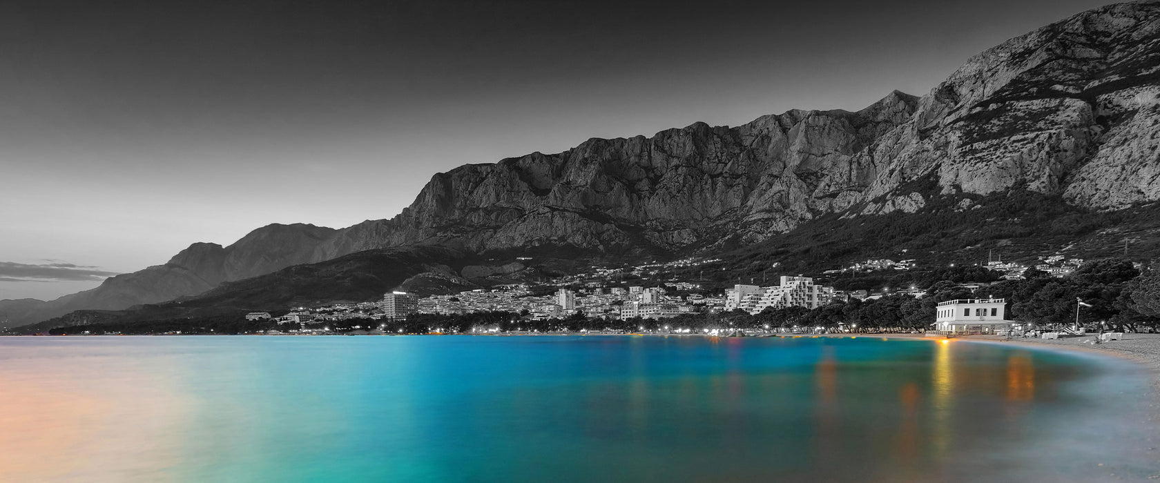 Strand in Makarska Kroatien, Glasbild Panorama