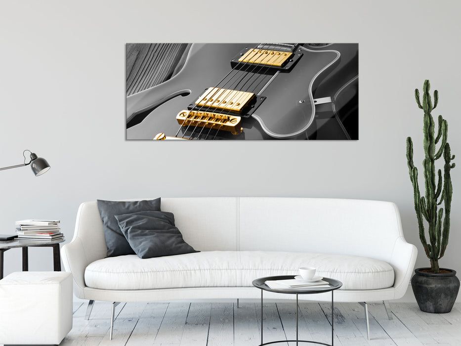 elegante E-Gitarre, Glasbild Panorama