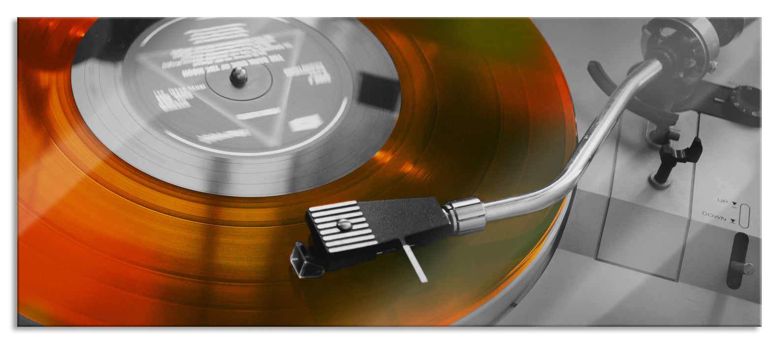Pixxprint alter Schallplattenspieler, Glasbild Panorama