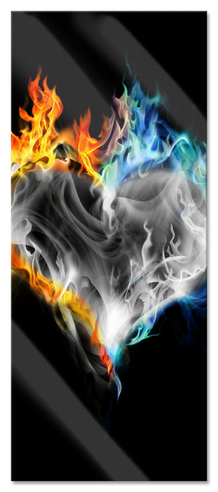 Pixxprint Herz aus Feuer und Wasser, Glasbild Panorama