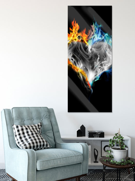 Herz aus Feuer und Wasser, Glasbild Panorama