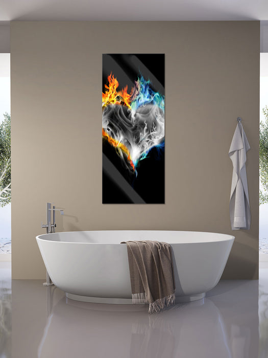 Herz aus Feuer und Wasser, Glasbild Panorama