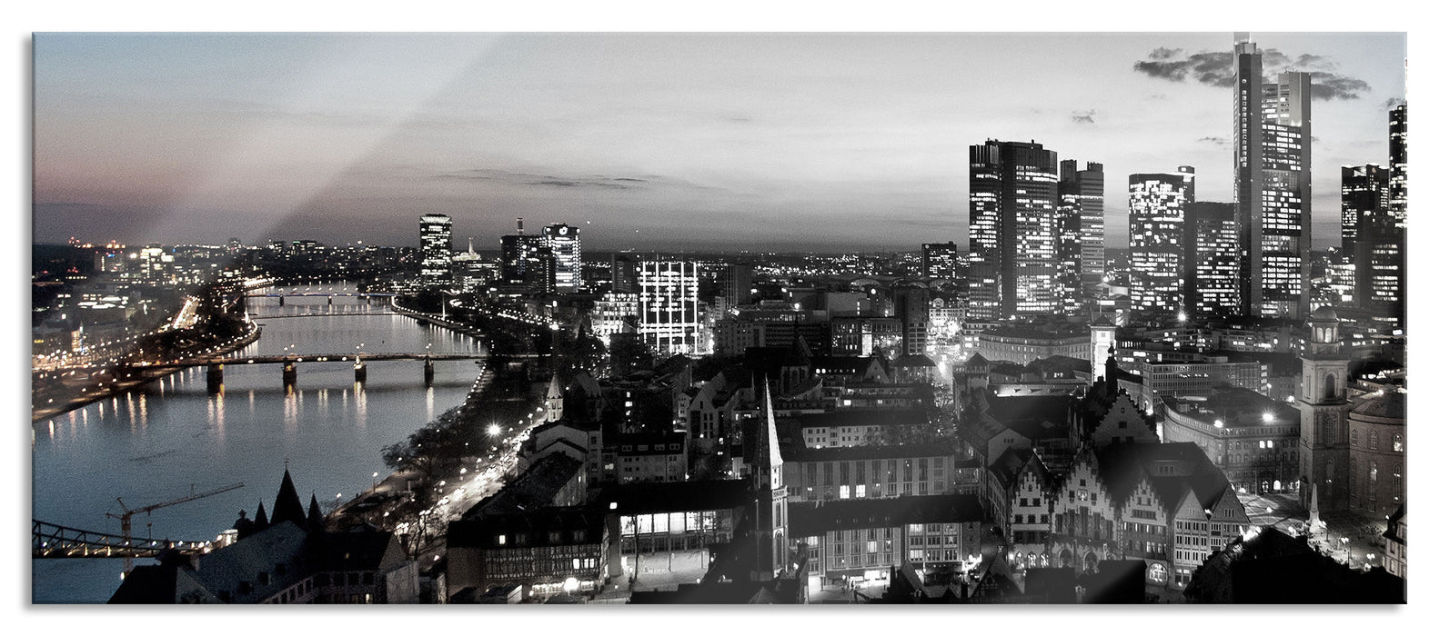 Pixxprint Frankfurter Skyline, Glasbild Panorama