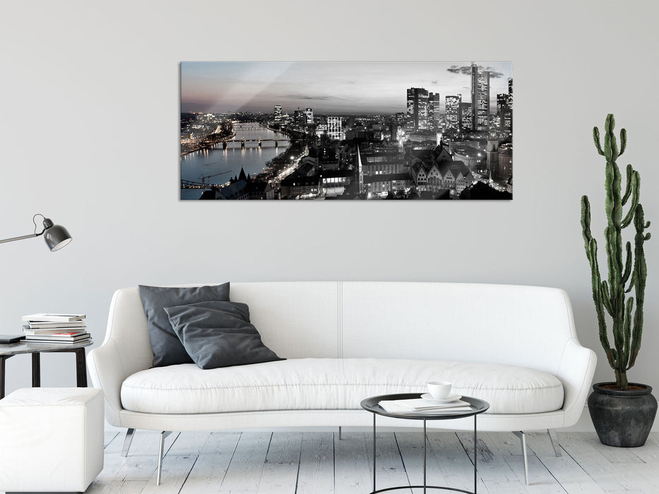 Frankfurter Skyline, Glasbild Panorama