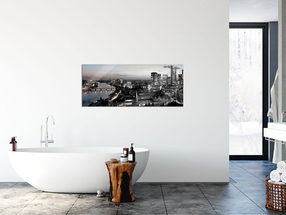 Frankfurter Skyline, Glasbild Panorama